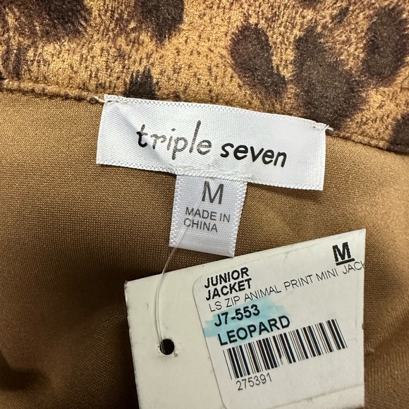Triple Seven Sueded Leopard Print Lightweight Belted Mini Fashion Moto Jacket M - Picture 4 of 7